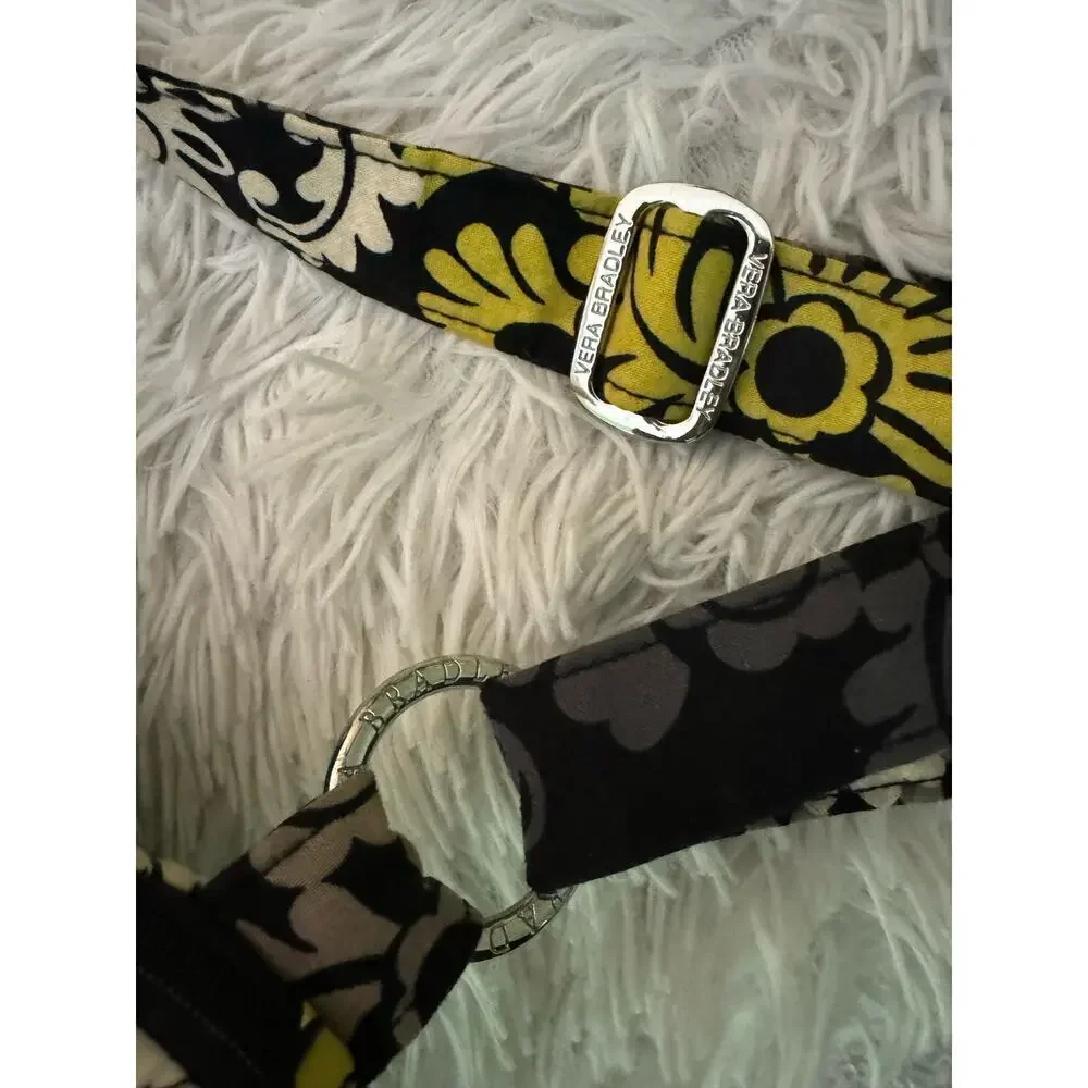 Vera Bradley Crossbody black yellow white baroque adjusting bag quilted pattern